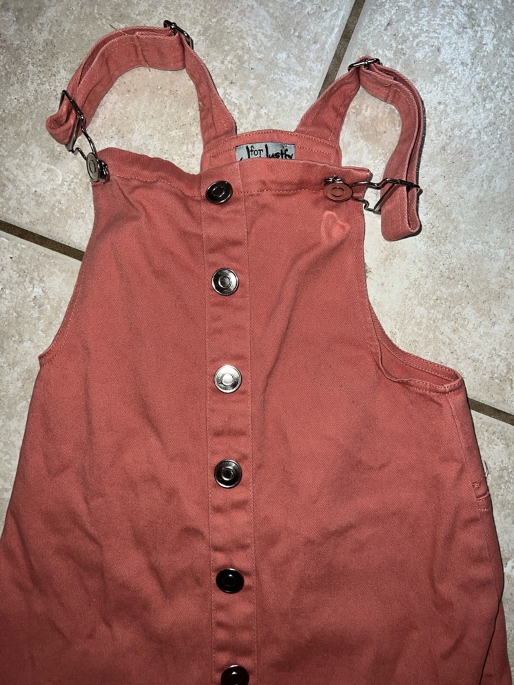 J for Justify Rust-Red Button-Front Overall Dress - Picture 3 of 4